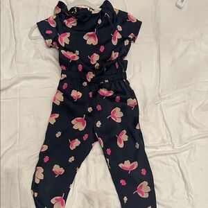 Crewcuts, J Crew Kids Floral Romper - Navy and Pink